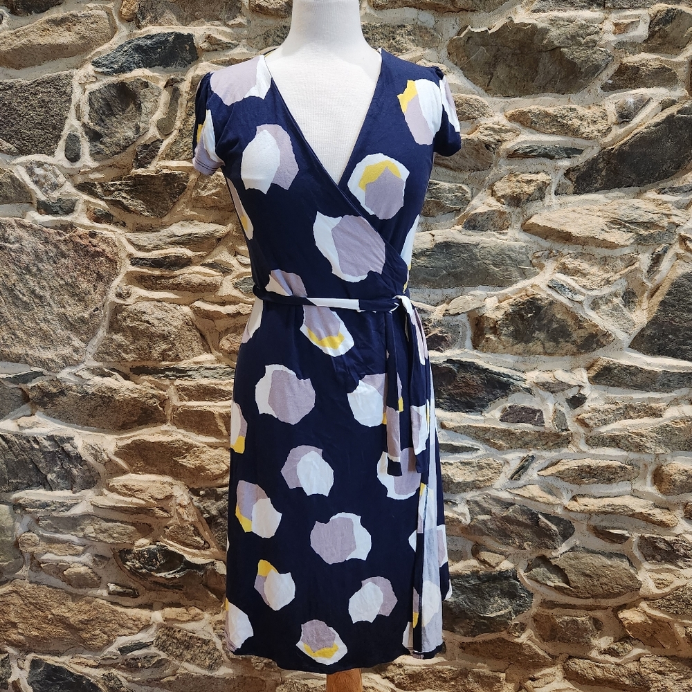Boden Navy Abstract Print Summer Wrap Dress